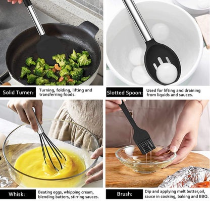 FDA Kitchen Set Silicone Utensils , Multifunction Cooking Utensils Set Silicone