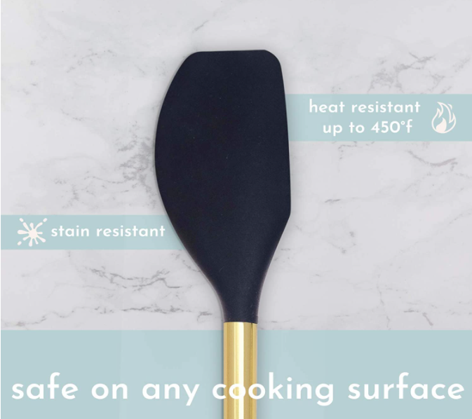 Los utensilios negros de la cocina del oro con el sistema de los utensilios de cocinar del oro del tenedor 17PC del utensilio del oro del metal incluyen la taza de medición negra del oro
