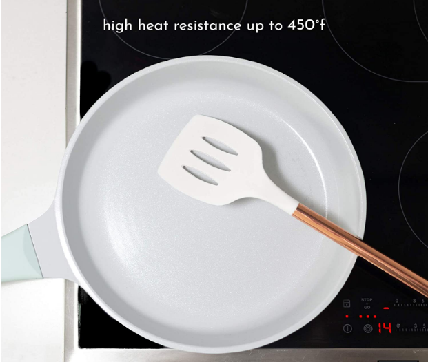 Silicón blanco y utensilios de cocinar de cobre para cocinar moderno y servir, utensilios de servicio de acero cobreado inoxidables espátula ideal